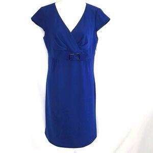 Tahari Royal Blue Short Sleeve Midi Dress